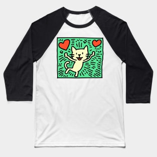 Funny Keith Haring, cat lover Baseball T-Shirt